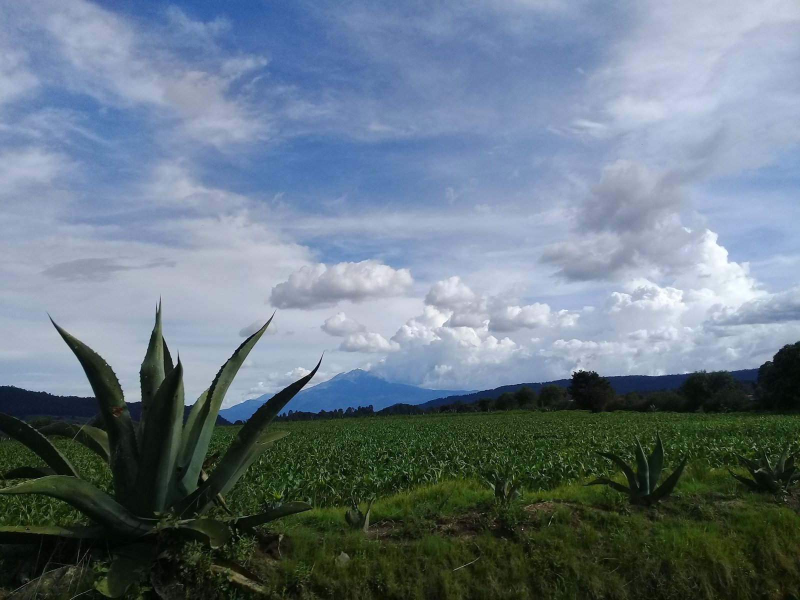 Campos y cielo amplio en Nanacamilpa, Tlaxcala